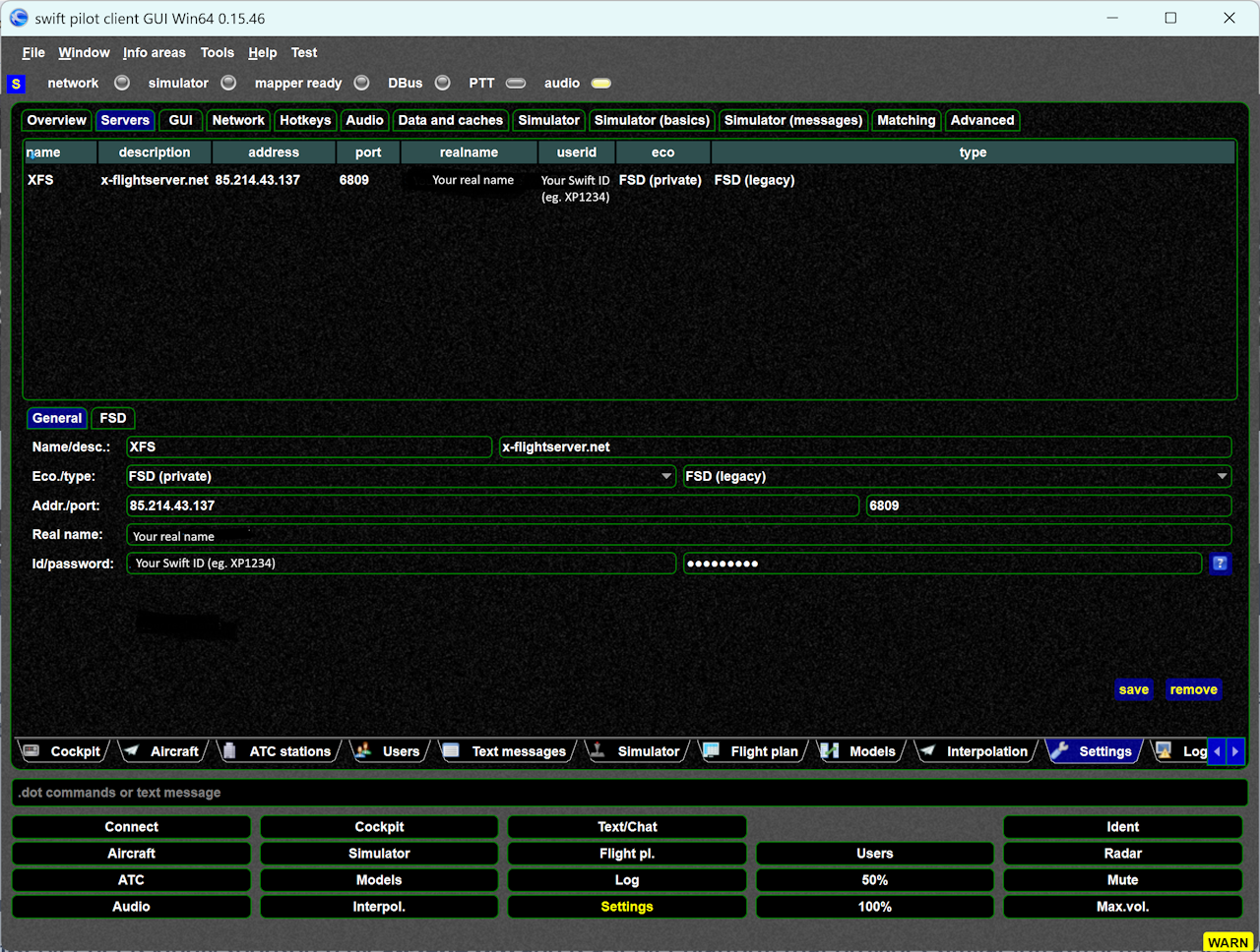 Swift Client Server Configuration